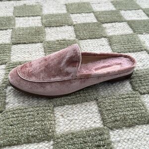 Banana Republic Velvet Fur Lined Demi Slide Flats Loafer Blush Pink NWB Size 8